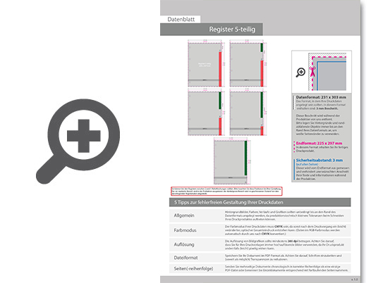 Product Bild registerbl__tter_f__r_din_a4__5-teilig__einseitig_bedruckt_(4_0)